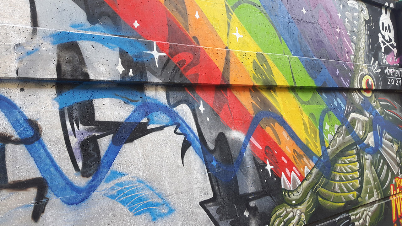 Rainbow graffiti in Vienna's Gumpendorfer Straße 2022